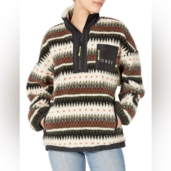 OBEY Women’s Half Zip Pullover Jacket - Picture 3 of 9